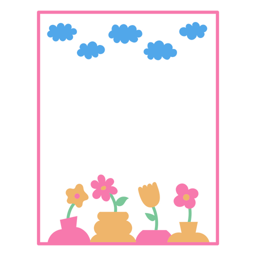 Design de pôster floral lúdico com vasos coloridos Desenho PNG