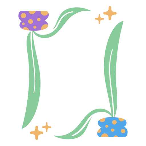 Whimsical floral frame design with vibrant colors PNG Design