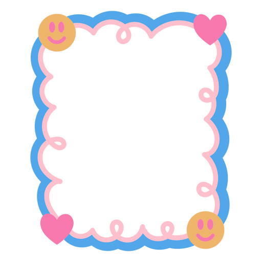 Frame with hearts and smiley faces on it PNG Design