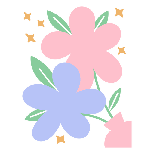 Dos flores en un florero Diseño PNG