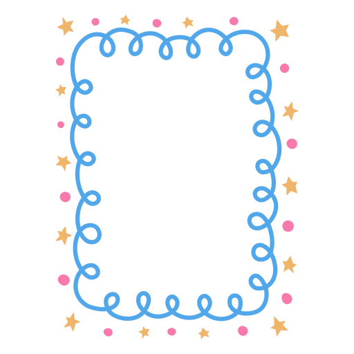 Marco azul con estrellas y remolinos. Diseño PNG