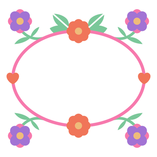 Marco floral con flores. Diseño PNG