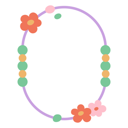 Necklace with flowers and beads PNG Design
