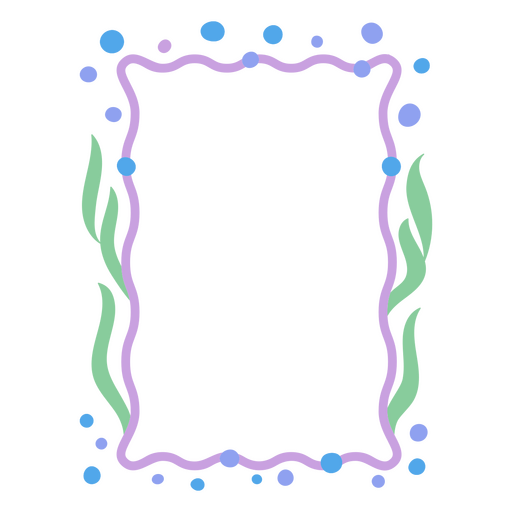 Frame with seaweed and bubbles PNG Design