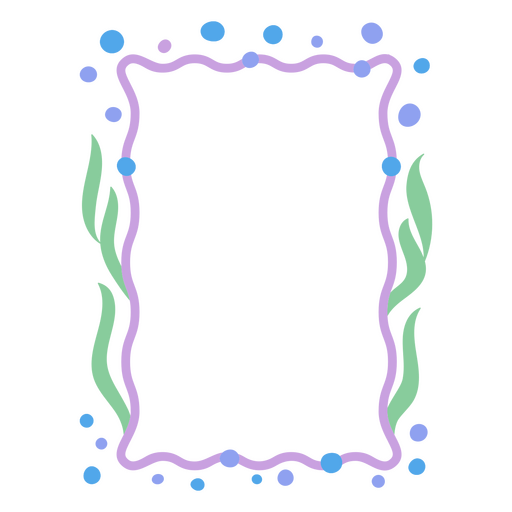 Rahmen mit Algen und Blasen PNG-Design