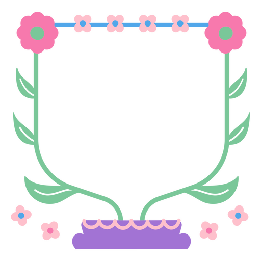 Farbenfrohes Blumenrand-Illustrationsdesign PNG-Design
