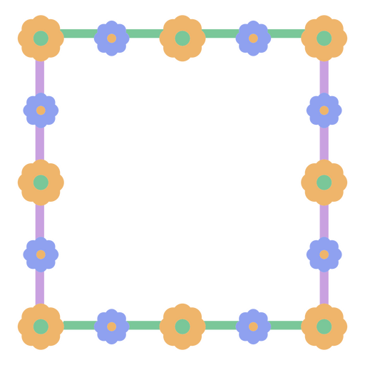 Moldura quadrada com flores Desenho PNG