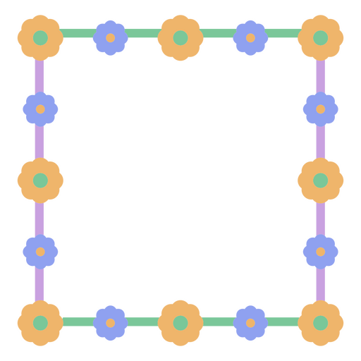 Quadratischer Rahmen mit Blumen darauf PNG-Design