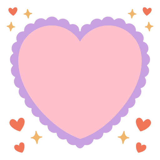 Corazón rosa con estrellas a su alrededor. Diseño PNG