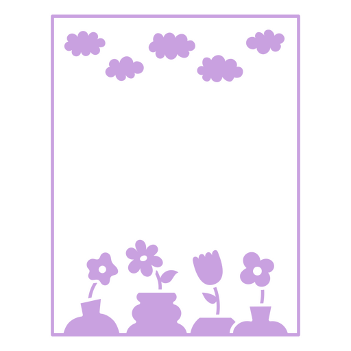 Purple flowers in vases PNG Design
