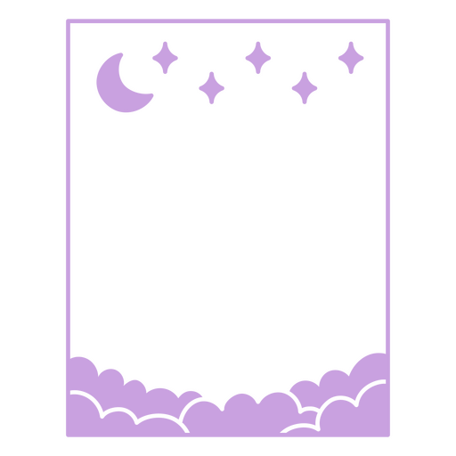 Purple frame with clouds and stars on it PNG Design