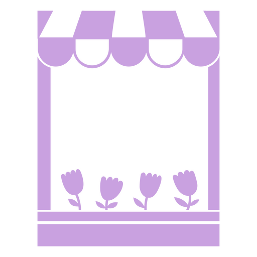 Lila Schaufenster mit Blumen darauf PNG-Design