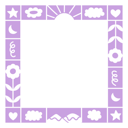 Diseño de borde floral y celestial caprichoso Diseño PNG