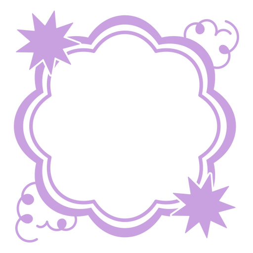 Whimsical decorative frame design with stars and swirls PNG Design