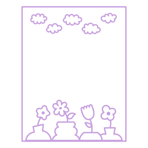 Ilustración floral lúdica con nubes Diseño PNG