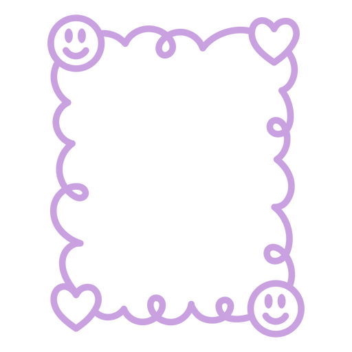 Design de borda pastel divertido com sorrisos e corações Desenho PNG