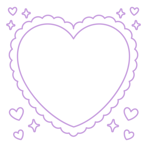 Bonita ilustración de corazón festoneado con destellos. Diseño PNG