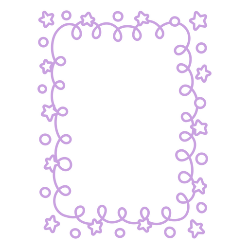 Borde decorativo divertido con estrellas y bucles. Diseño PNG