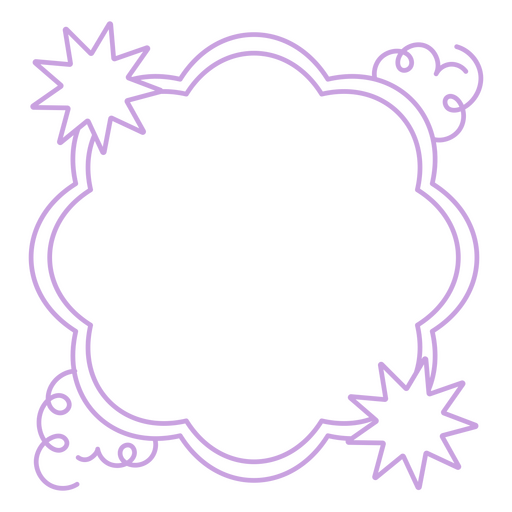 Whimsical cloud frame design with stars PNG Design