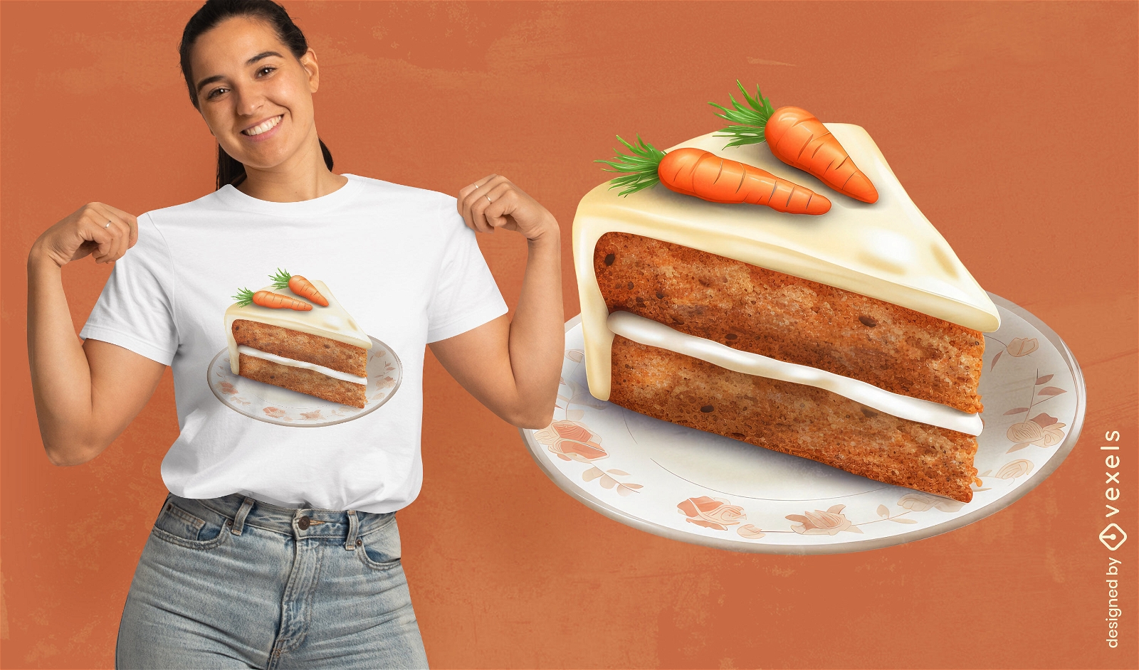 Design de camiseta de fatia de bolo de cenoura