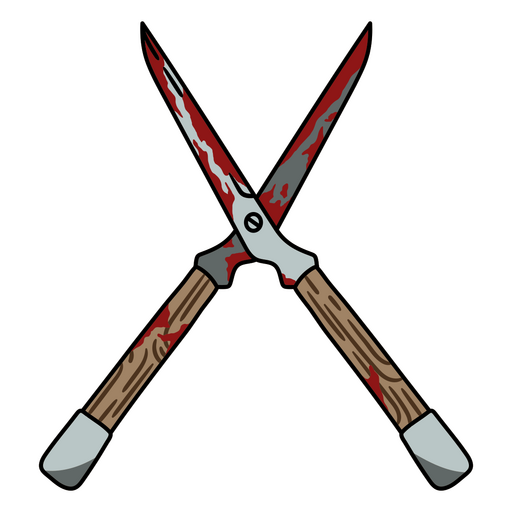 Pair of scissors with blood on them PNG Design