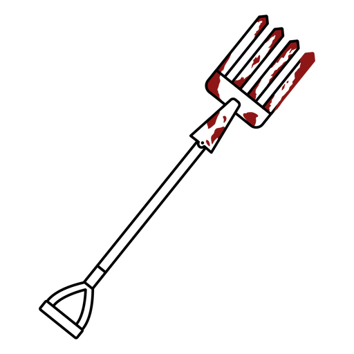 Ilustración de un tenedor de jardinería ensangrentado Diseño PNG