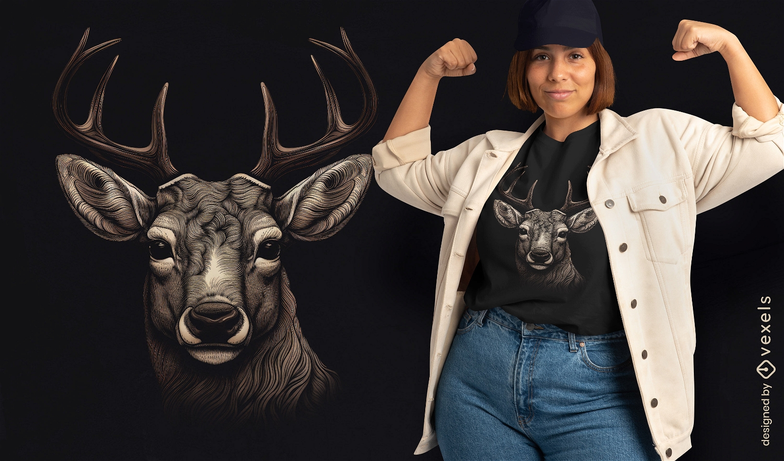 Realistic deer animal t-shirt design