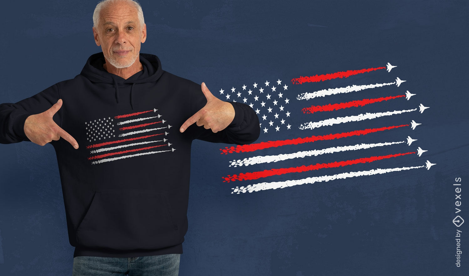 T-Shirt-Design mit Pfeilen der amerikanischen Flagge