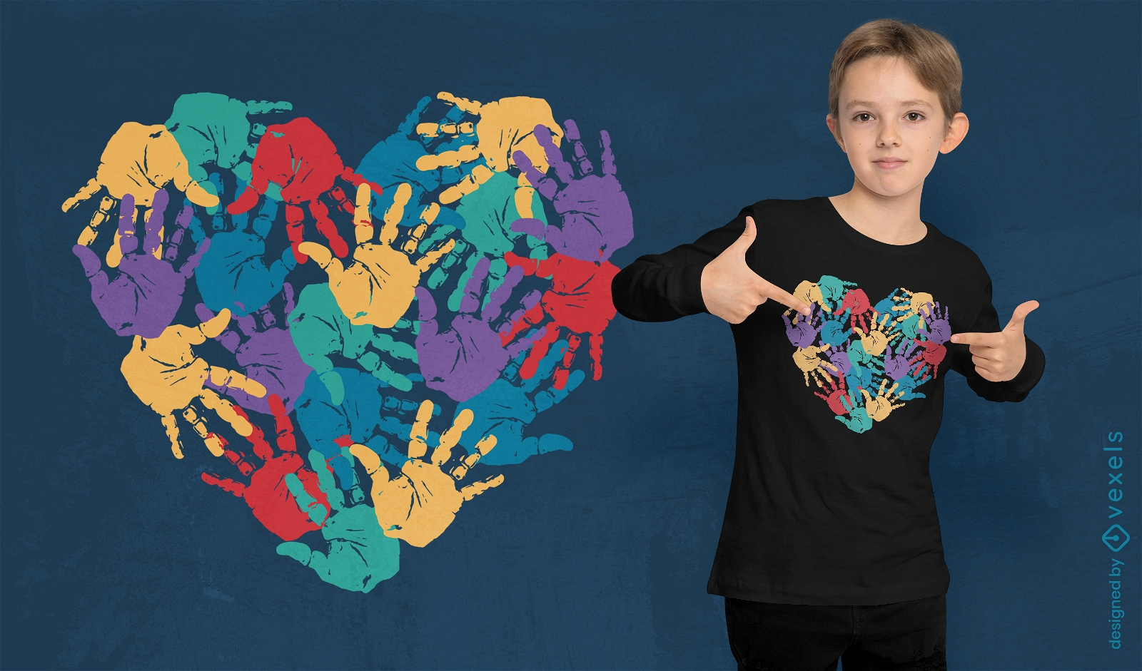 Children's Hands Heart T-shirt Design Vector Download