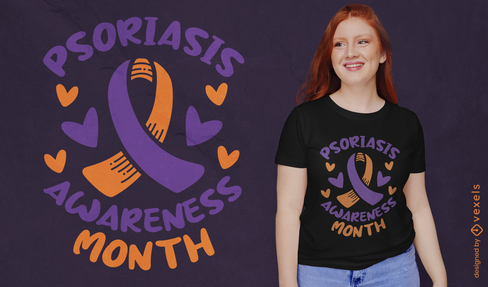 Diseño de camiseta del mes de concientización sobre la psoriasis.