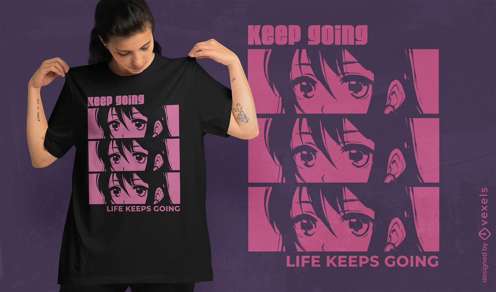 Anime girl monochromatic t-shirt design