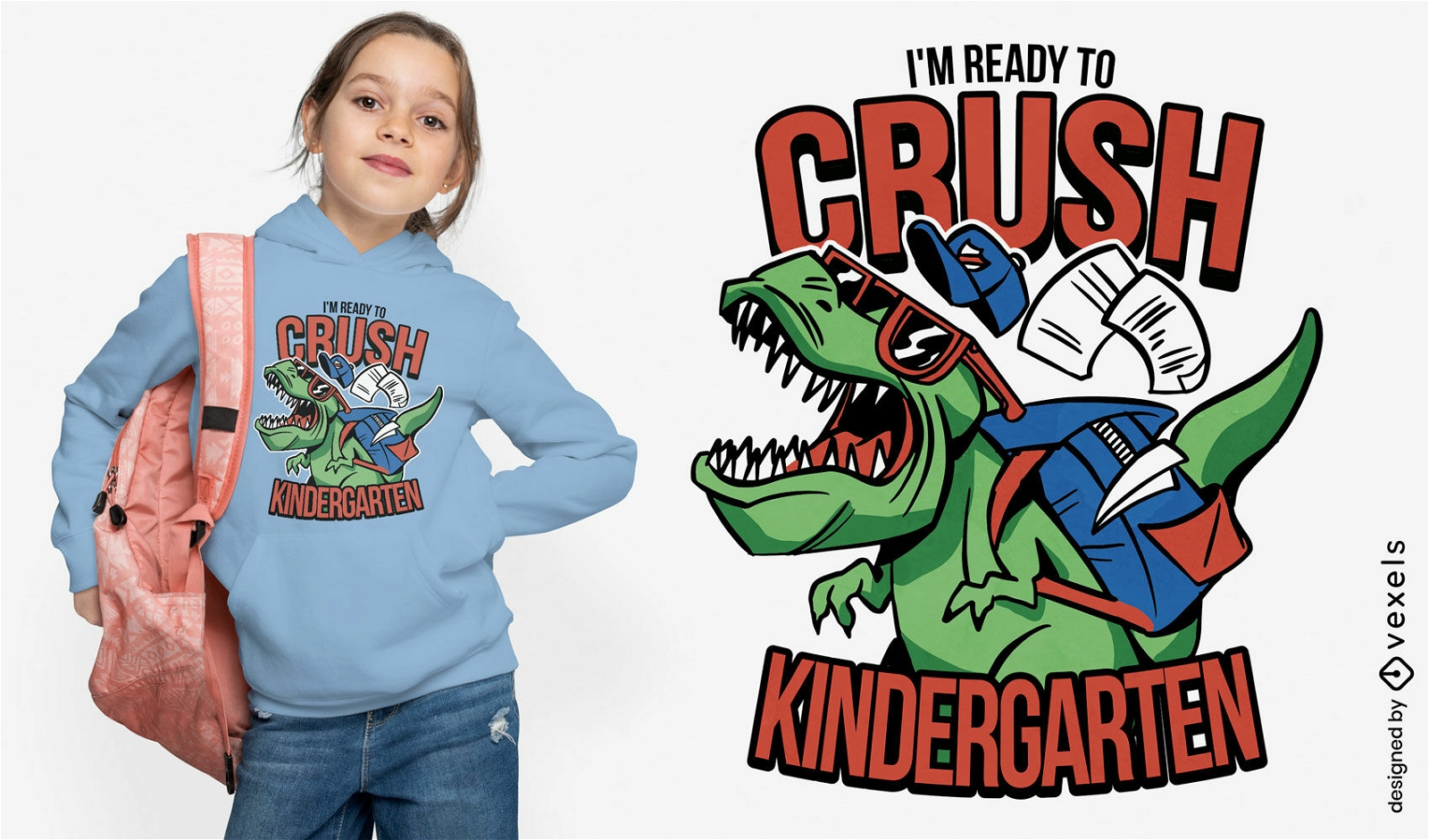 T-Rex ist bereit, das Kindergarten-T-Shirt-Design zu zerstören