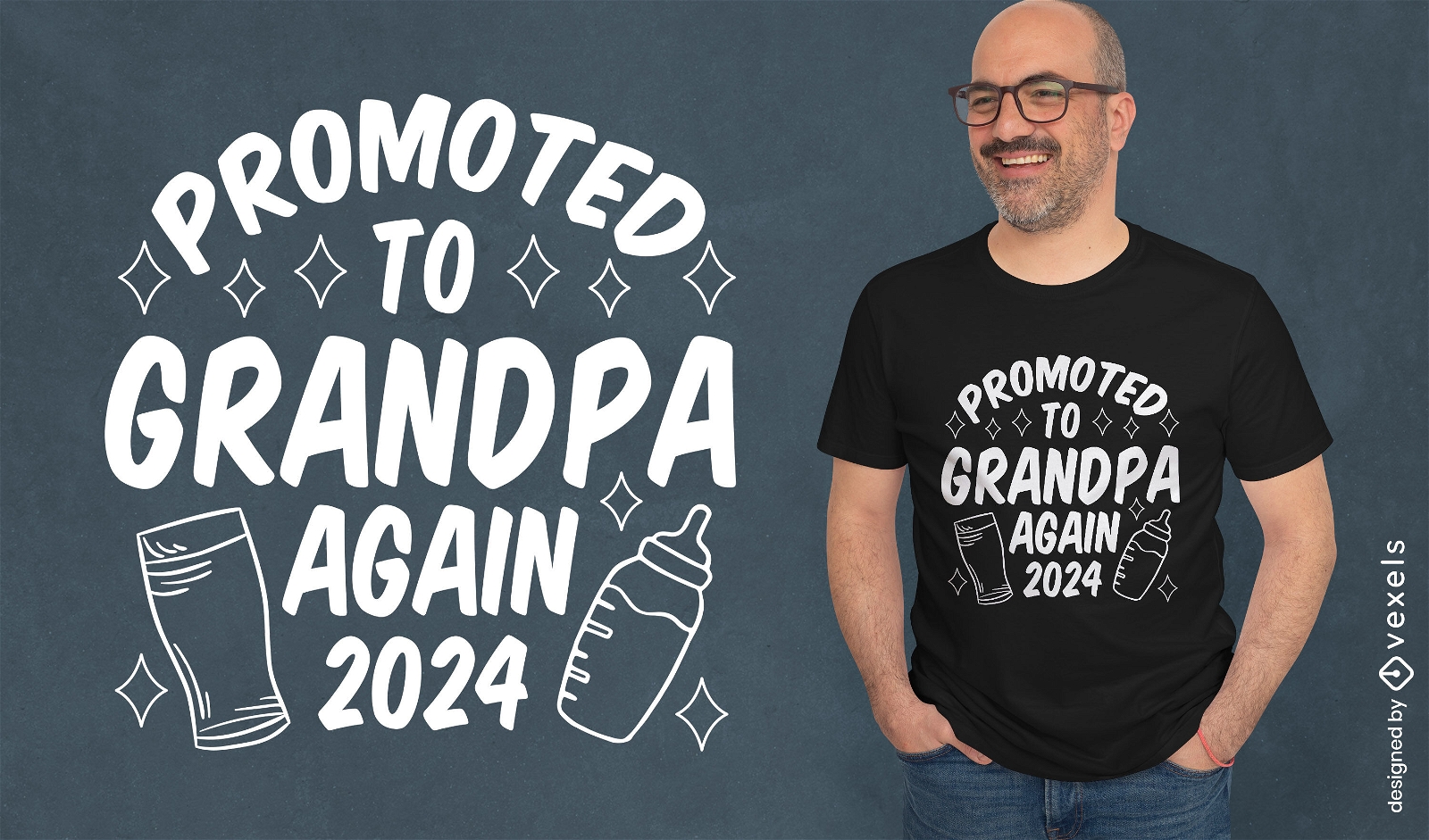 Diseño de camiseta ascendido a abuelo nuevamente.