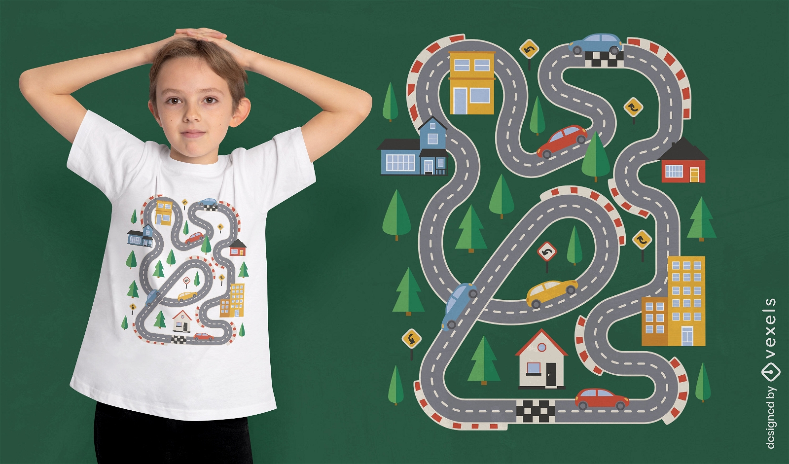 Racing track with cars t-shirt design