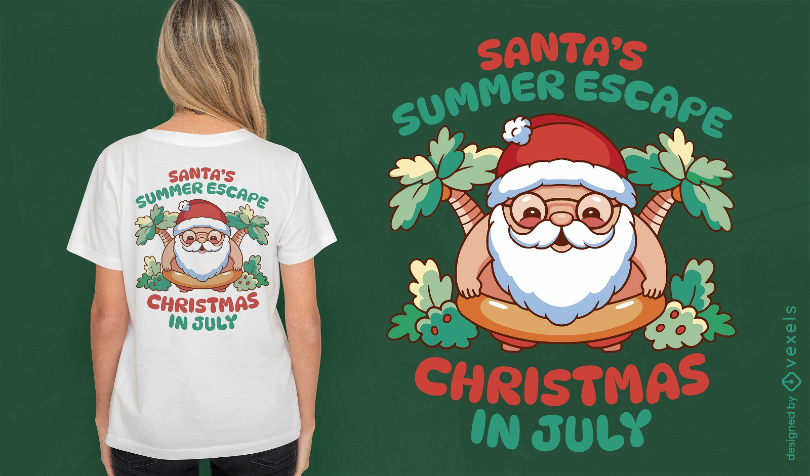 Diseño de camiseta de escape navideño de verano.