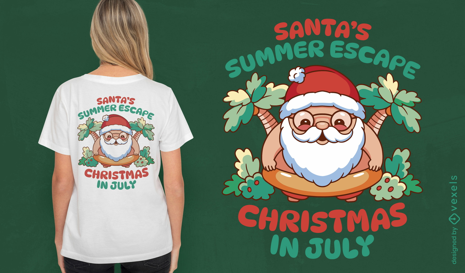 Diseño de camiseta de escape navideño de verano.