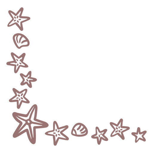 Diseño caprichoso de borde costero con estrellas de mar y conchas marinas Diseño PNG