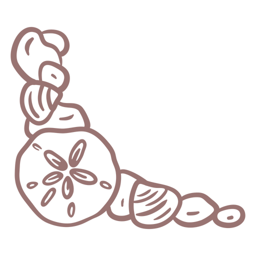 Design artístico com conchas e pedras Desenho PNG