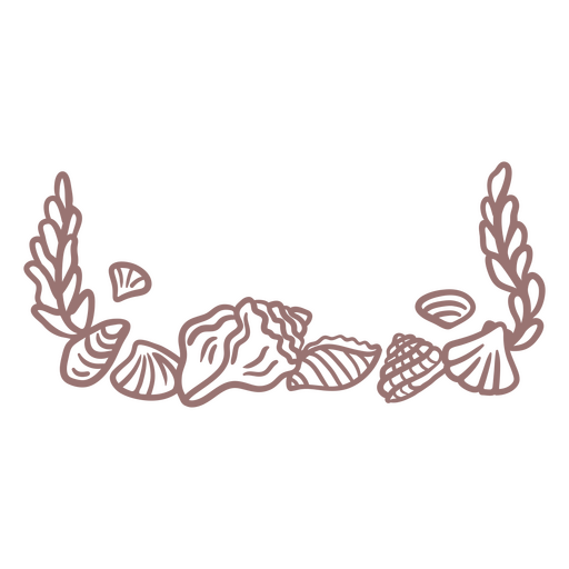 T-Shirt-Design mit dekorativem Rand aus Muscheln und Seetang PNG-Design