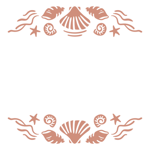 Design elegante com borda de conchas e estrelas-do-mar, ideal para produtos com tema de praia. Desenho PNG