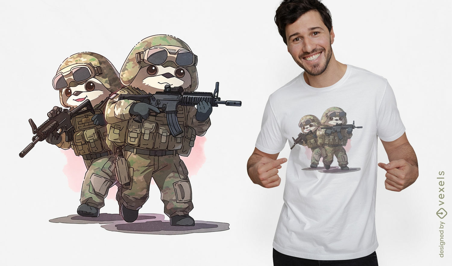 Design de camiseta com pregui?as militares