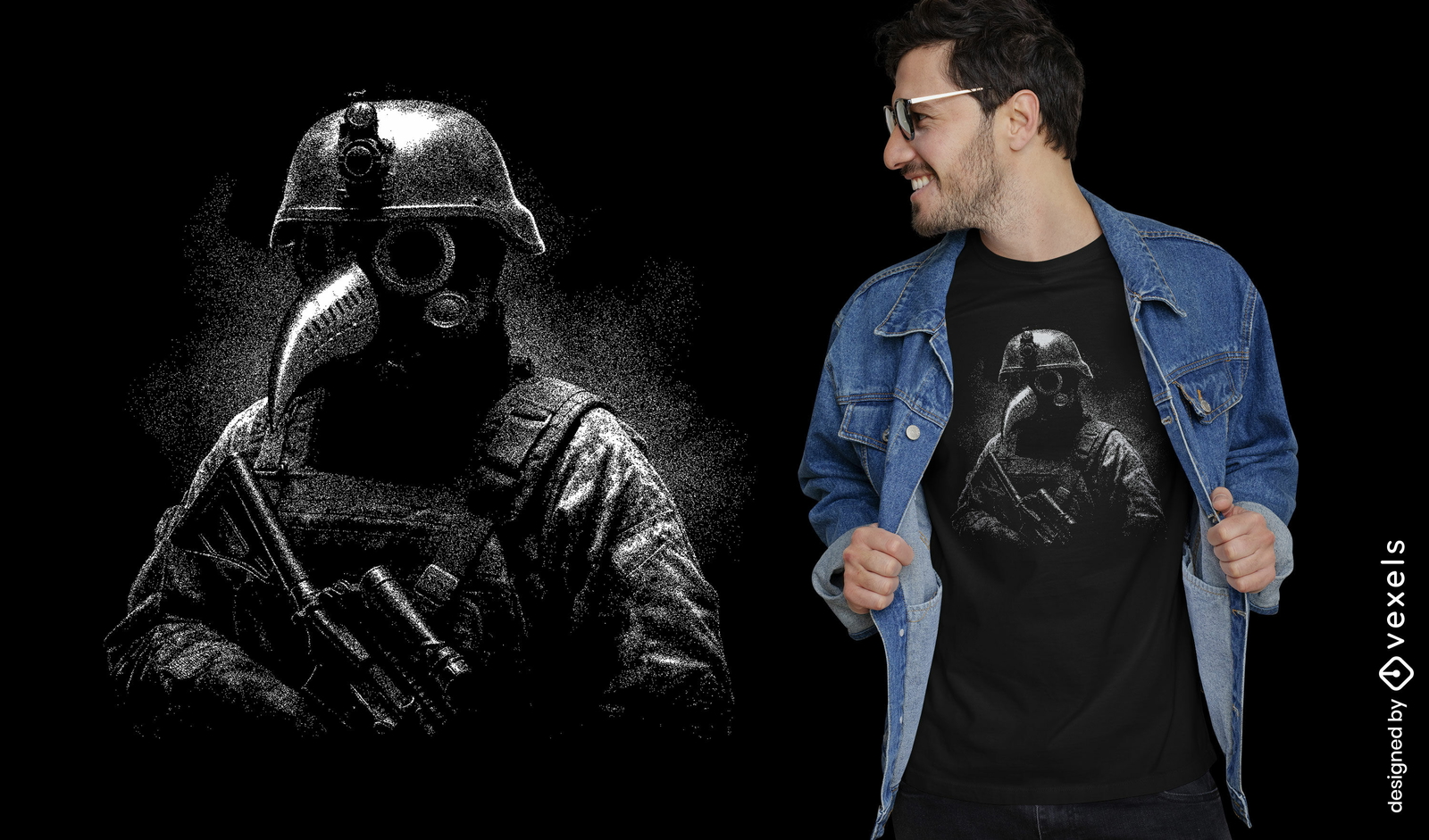 Diseño de camiseta de soldado de combate.