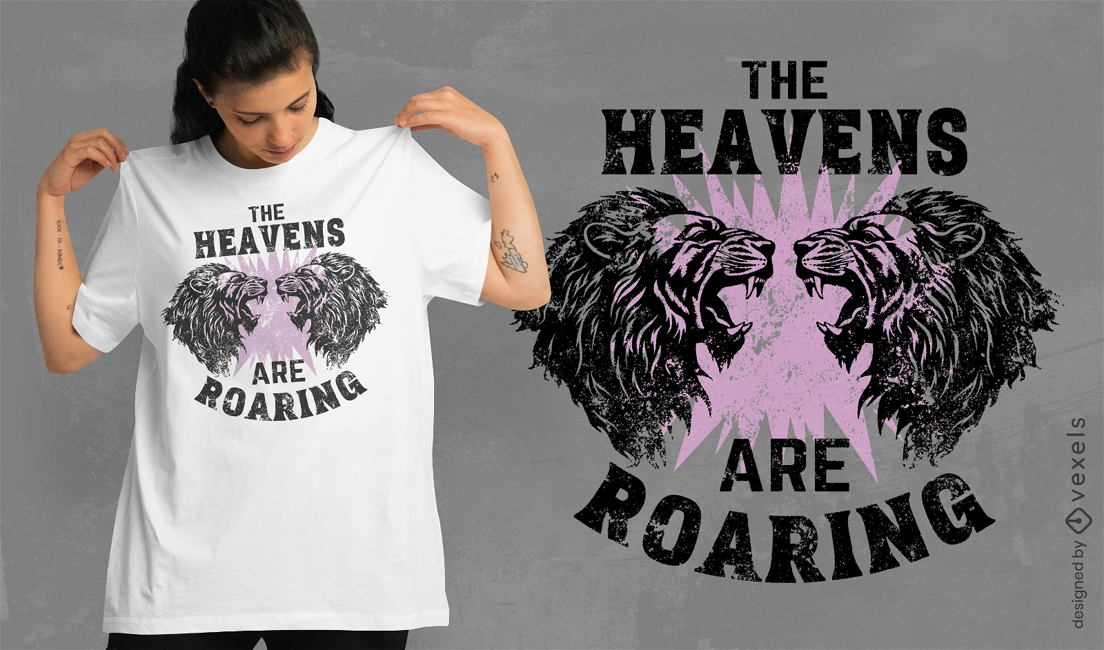 T-Shirt-Design mit brüllenden Löwen