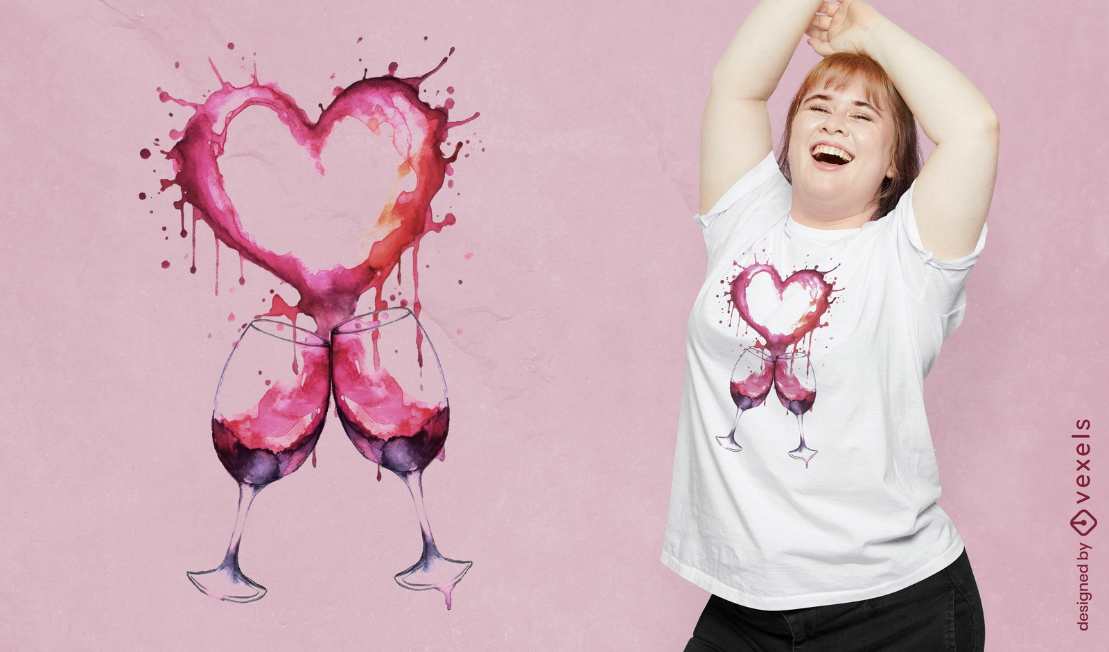 Diseño de camiseta de corazón de vino.