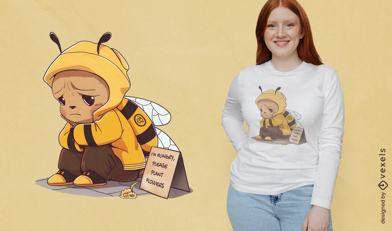 Design de camiseta de abelha mendiga