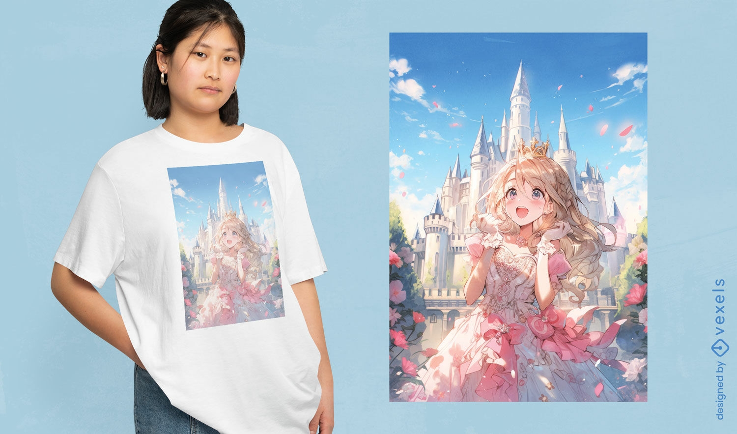 T-Shirt-Design mit verzauberter Prinzessin