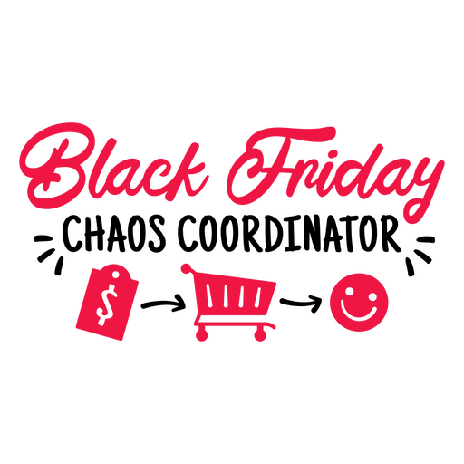 Black Friday-Symbol mit Smiley und Einkaufswagen PNG-Design