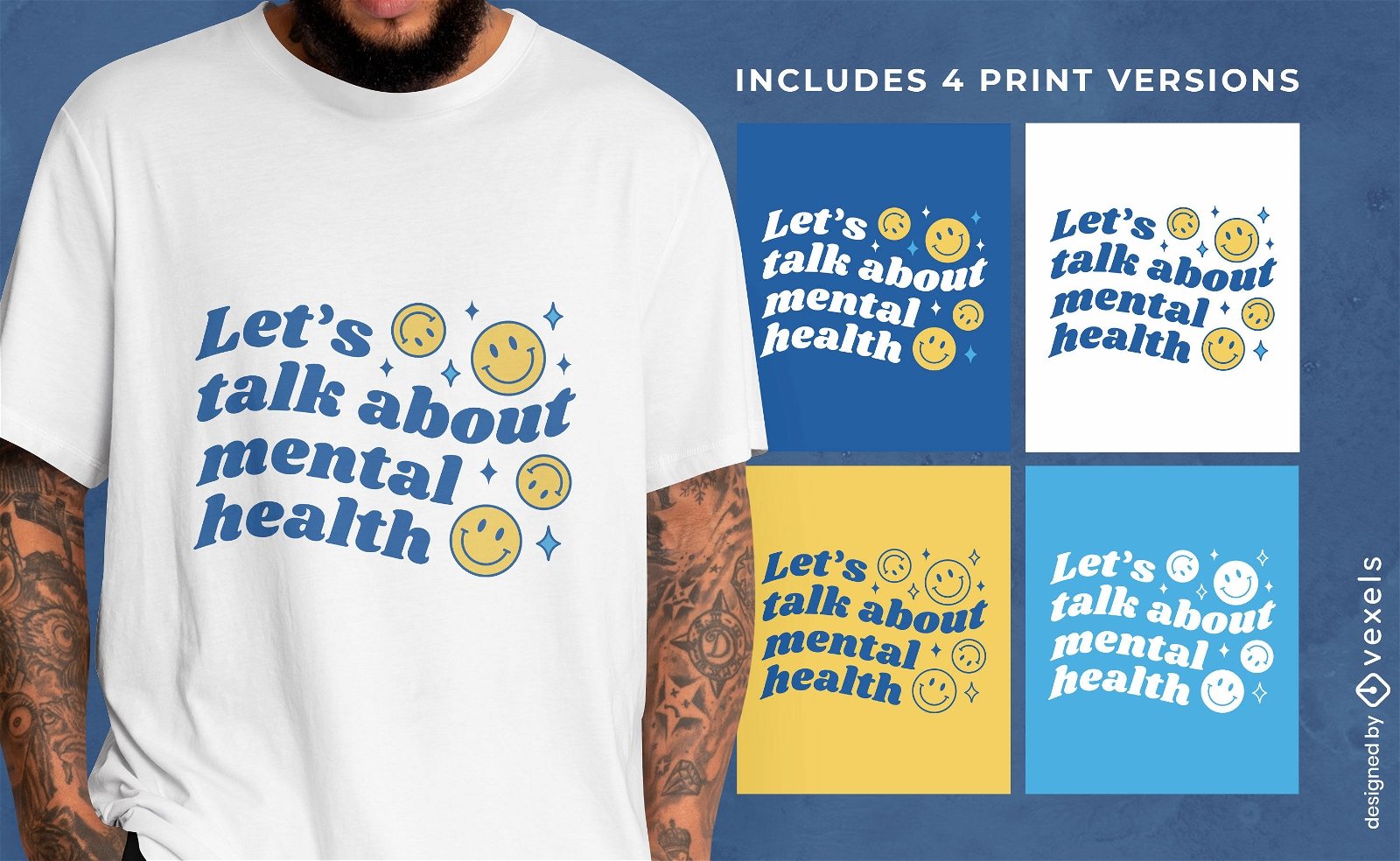 Fale sobre várias versões de design de camisetas de saúde mental