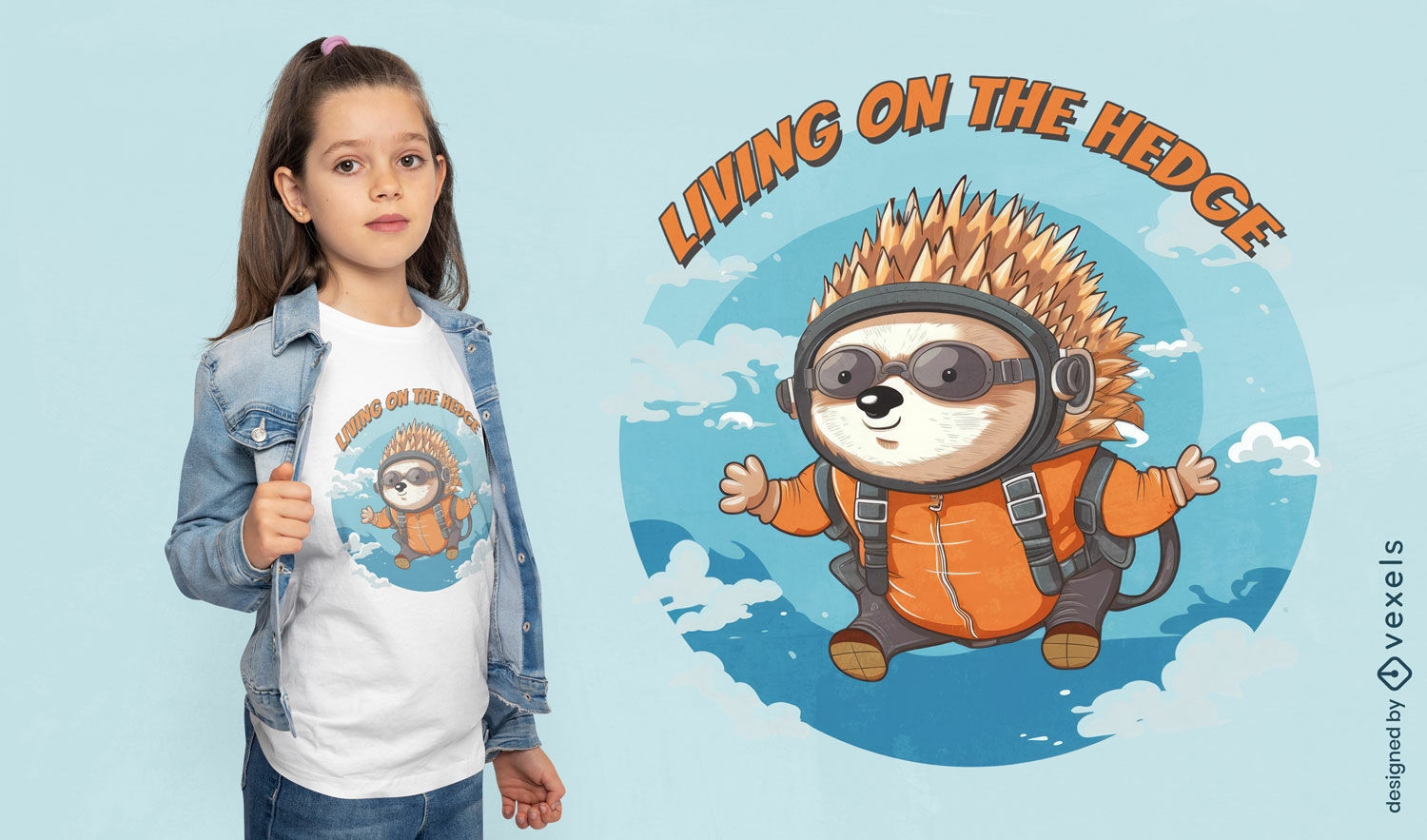Skydiving hedgehog t-shirt design
