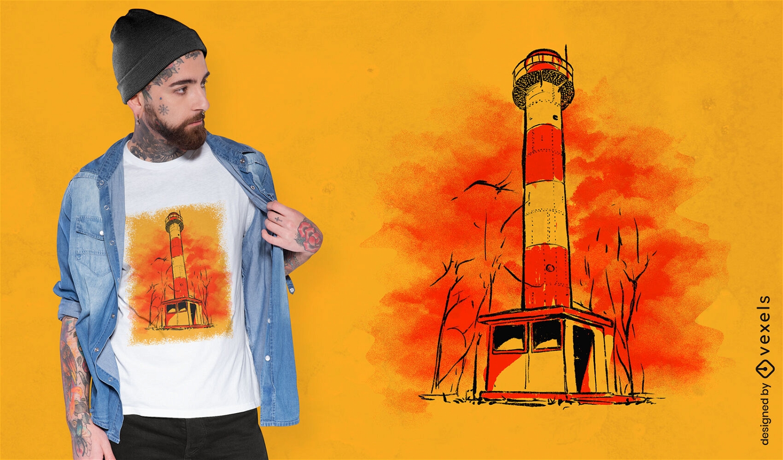 Abstract lighthouse t-shirt design